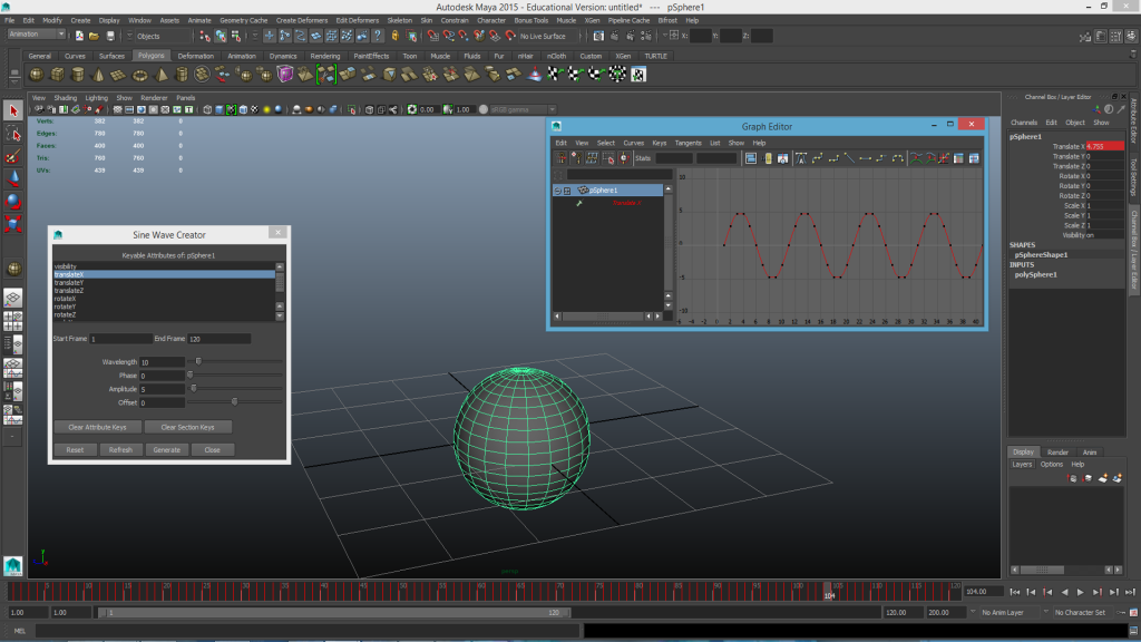 Maya Sine Wave Animation Editor