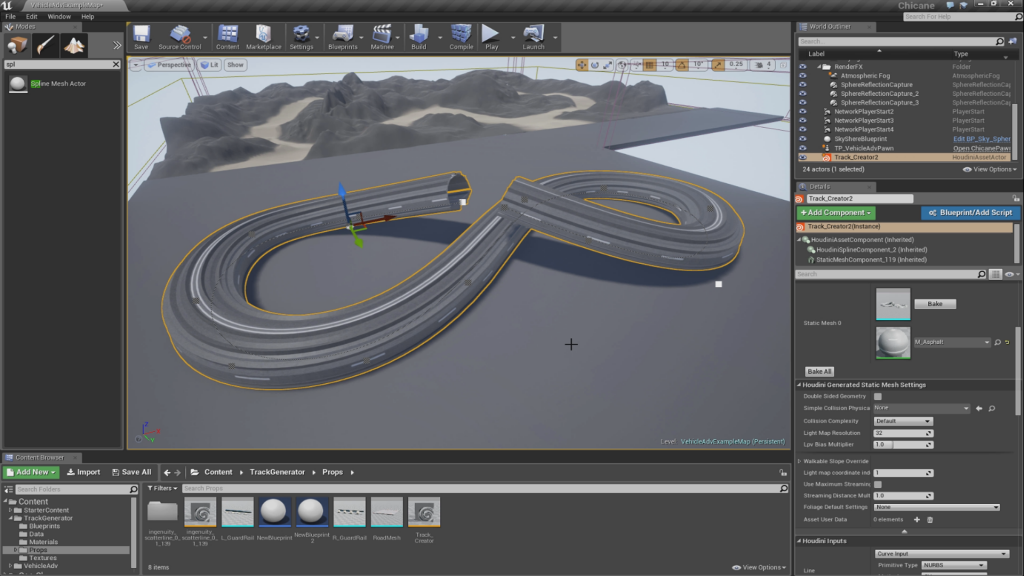 Procedural Race Track Tool UE4 Screenshot